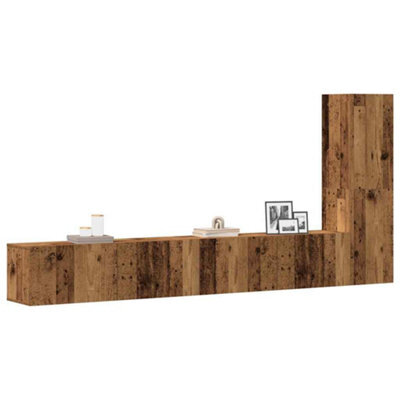 Berkfield 3 Piece Tv Cabinet Set Wall-Mounted Old Wood Engineered Wood - image 1