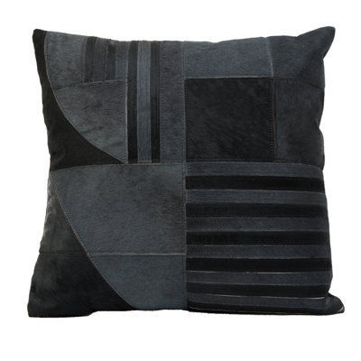 Orsina Bosie Safira Black And Grey Hair On Leather Cushion - image 1
