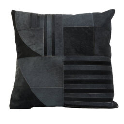 Orsina Bosie Safira Black And Grey Hair On Leather Cushion - thumbnail 1