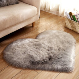 Living And Home Grey Heart Shape Super Soft Shaggy Floor Area Rug Kids Room Decor Seat Pad 40 X 50 Cm - thumbnail 1