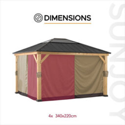 Replacement Curtain For Sunjoy Cedar Wood Gazebo - 393Cm X 335Cm, Khaki - thumbnail 5