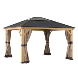 Replacement Curtain For Sunjoy Cedar Wood Gazebo - 393Cm X 335Cm, Khaki - thumbnail 2