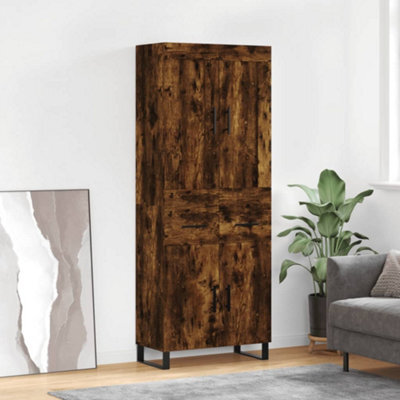 Berkfield Highboard Smoked Oak 69.5X34X180 Cm Engineered Wood - image 1