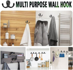 8 Pack Wall Hooks For Hanging, Sturdy Double, Claw Metal Wall Mounting In Living Room, Bathroom, For Bags, Scarves, Towels - thumbnail 5