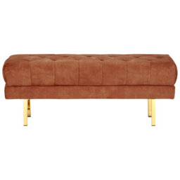 Wyld And Coco Velvet Red Tufted Bed Bench With Gold-Tone Metal Legs, W117 X D40 X H44Cm - thumbnail 1