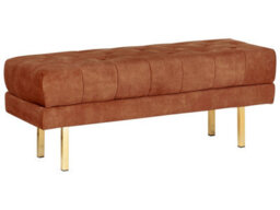 Wyld And Coco Velvet Red Tufted Bed Bench With Gold-Tone Metal Legs, W117 X D40 X H44Cm - thumbnail 3