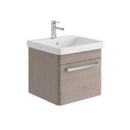 Plum&clay Emery Textured Grey Wall Hung Bathroom Vanity Unit & Basin Set With Chrome Handles (W)50Cm (H)46Cm