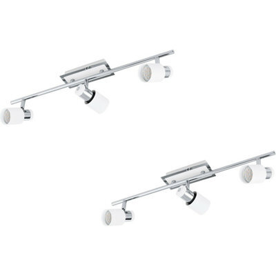 Stylish 2 Pack Wall Spot Lights In Chrome And White Steel With Gu10 Bulbs Included - image 1