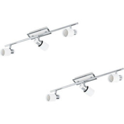 Stylish 2 Pack Wall Spot Lights In Chrome And White Steel With Gu10 Bulbs Included - thumbnail 1