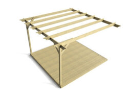 Arbor Garden Solutions Wall Mounted Pergola And Decking Complete Diy Kit, Orchid Design (3.6M X 3.6M, Light Green (Natural) Finish) - thumbnail 4