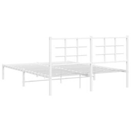 Berkfield Metal Bed Frame Without Mattress With Headboard White 150X200Cm - thumbnail 7