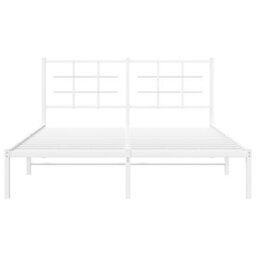 Berkfield Metal Bed Frame Without Mattress With Headboard White 150X200Cm - thumbnail 5