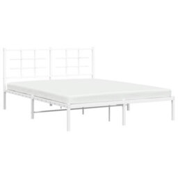 Berkfield Metal Bed Frame Without Mattress With Headboard White 150X200Cm - thumbnail 4
