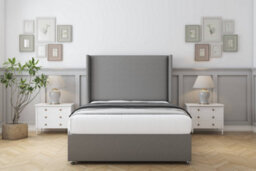 "Sloomy Devonshire Pewter Dumfries Divan Bed Base 2 Drawers Foot-End With 54"" Wingback Headboard 4' Small Double" - thumbnail 2