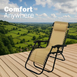 Solterra Taupe Zero Gravity Chair Reclining Garden Chair - thumbnail 5