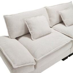 Abrihome Corduroy 2 Seater Sofa, Deep Seat Small Couch With Pillows, Modern Upholstered Loveseat For Living Room, Apartment,beige - thumbnail 9