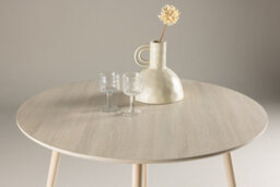 Whitewash Plaza 100Cm Round Dining Table With Steel Natural Look Legs - thumbnail 2