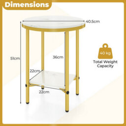 Modern Round End Table With Faux Marble Top Side Table - thumbnail 2