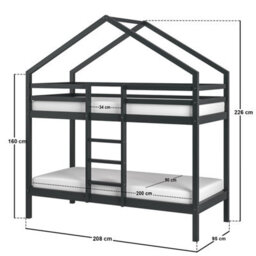 Flair Nest House Wooden Bunk Bed - Grey - thumbnail 3