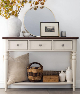 Statement Furniture Queensbury Console Table With Oak Top In Cotswold Cream - image 1