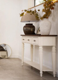 Statement Furniture Queensbury Console Table With Oak Top In Cotswold Cream - thumbnail 6