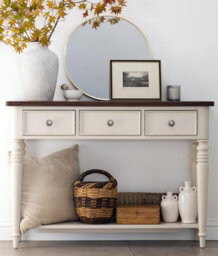 Statement Furniture Queensbury Console Table With Oak Top In Cotswold Cream