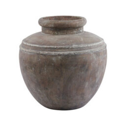 Wyld Haus Dark Brown Ceramic Etched Top Medium Garden Planter Vase - thumbnail 2