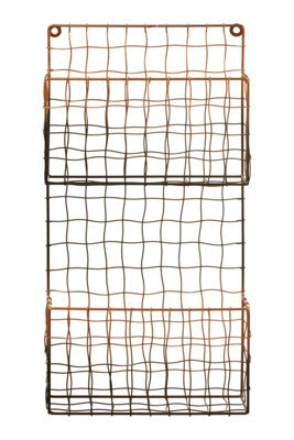 Orsina 2 Tier Wall Mount Magazine Rack,iron Wireframe Newspaper Holder,black And Rose Gold Finish Magazine Holder - image 1