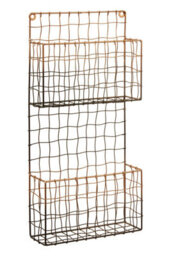 Orsina 2 Tier Wall Mount Magazine Rack,iron Wireframe Newspaper Holder,black And Rose Gold Finish Magazine Holder - thumbnail 4