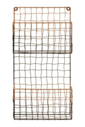 Orsina 2 Tier Wall Mount Magazine Rack,iron Wireframe Newspaper Holder,black And Rose Gold Finish Magazine Holder - thumbnail 1