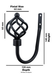 A.unique Home Pair Of Twisted Metal Holdbacks With Fittings - Matte Black - thumbnail 3