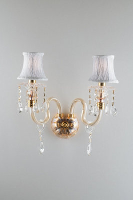 Luminosa Lighting Luminosa Monet Wall Light Gold, Crystal With Fabric 40X37X24Cm