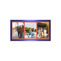 AK Frames 16X8 Oak Sleek Multi Photo Frame With Poppy Red Mount - Holds 3 Apertures (3X) 7X5 Photos - thumbnail 1