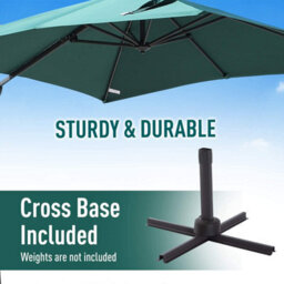 Shatchi 3M Green Square Parasol With Cross Base And 77mm Aluminium Pole Sun Shade Garden Outdoor - thumbnail 6