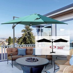 Shatchi 3M Green Square Parasol With Cross Base And 77mm Aluminium Pole Sun Shade Garden Outdoor - thumbnail 8