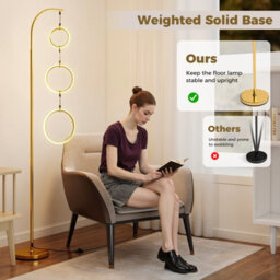 Costway 3-Circle Dimmable Led Floor Lamp Modern Standing Light With Foot Pedal Switch - thumbnail 5