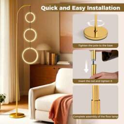 Costway 3-Circle Dimmable Led Floor Lamp Modern Standing Light With Foot Pedal Switch - thumbnail 6