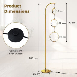 Costway 3-Circle Dimmable Led Floor Lamp Modern Standing Light With Foot Pedal Switch - thumbnail 3