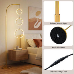 Costway 3-Circle Dimmable Led Floor Lamp Modern Standing Light With Foot Pedal Switch - thumbnail 7