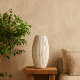 Wyld Haus Wildbloom Large White Ceramic Fin Vase 490mm H X 270mm W Matt Finish - thumbnail 1