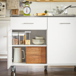 Sobuy Fkw117-W,kitchen Island Rolling  Storage Trolley With Stainless Steel Worktop,white,w120Xd56Xh90.5 - thumbnail 9