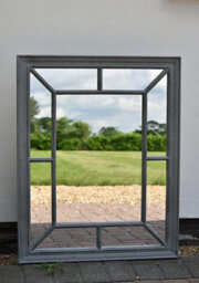Biznest 76X60Cm Living Mirror Grey Window Style Wall Mirror Simply Stylish Decor Mirror Elegant Addition To Your Home- Best Gift - thumbnail 2