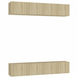 Berkfield Tv Cabinets 4 Pcs Sonoma Oak 80X30X30 Cm Engineered Wood - thumbnail 2