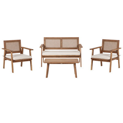 Beliani Garden Lounge Set With Table 4 Seater Arenella Certified Acacia Wood Light Beige - image 1