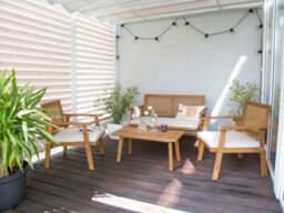 Beliani Garden Lounge Set With Table 4 Seater Arenella Certified Acacia Wood Light Beige - thumbnail 2
