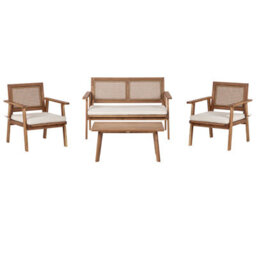 Beliani Garden Lounge Set With Table 4 Seater Arenella Certified Acacia Wood Light Beige - thumbnail 1