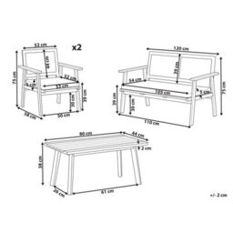 Beliani Garden Lounge Set With Table 4 Seater Arenella Certified Acacia Wood Light Beige - thumbnail 3