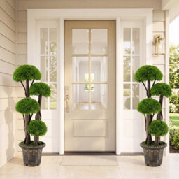 Costway 90Cm Artificial Cypress Topiary Ball Tree Faux Greenery Plant - thumbnail 4