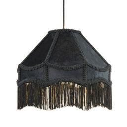 Happy Homewares Traditional Victorian Empire Lamp Shade In Jet Black Velvet With Long Tassels - thumbnail 2