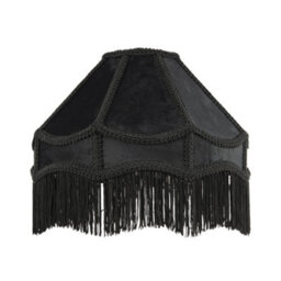 Happy Homewares Traditional Victorian Empire Lamp Shade In Jet Black Velvet With Long Tassels